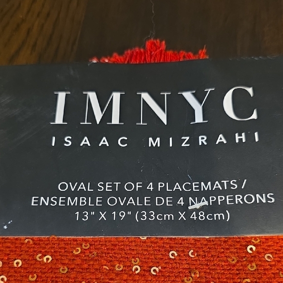 Isaac Mizrahi Red Sequin Placemats Set - Picture 2 of 4